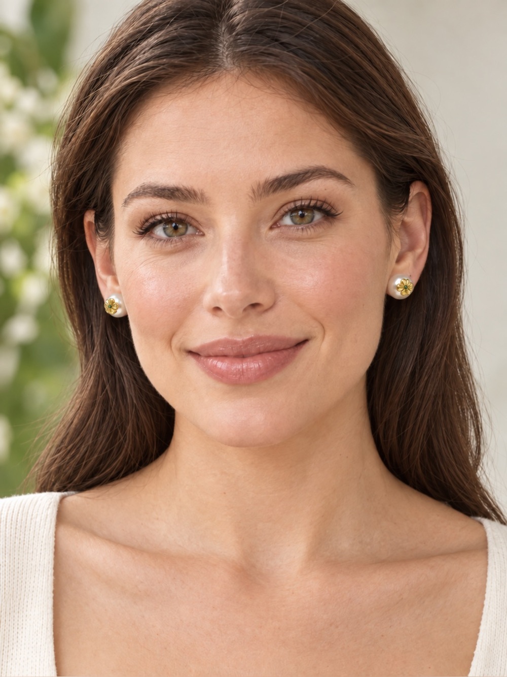 kate spade Floral Stud Earrings with Pale Green Center